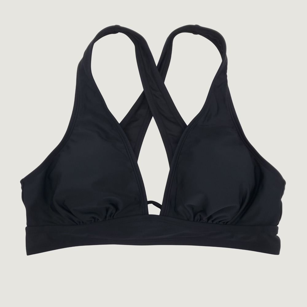 Cupshe Crossback Bikini Top V-Neck Womens Medium Black Wide Band Wide Straps New